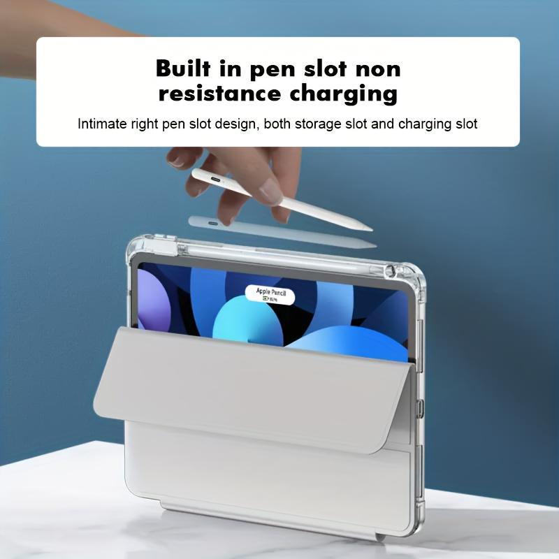 Solid color iPad tri-fold high-transparency integrated pen slot protective case, suitable for Samsung tablets, iPad mini, iPad Air, iPad Pro/iPad 10th generation, 11th generation and other series of iPad foldable protective cases