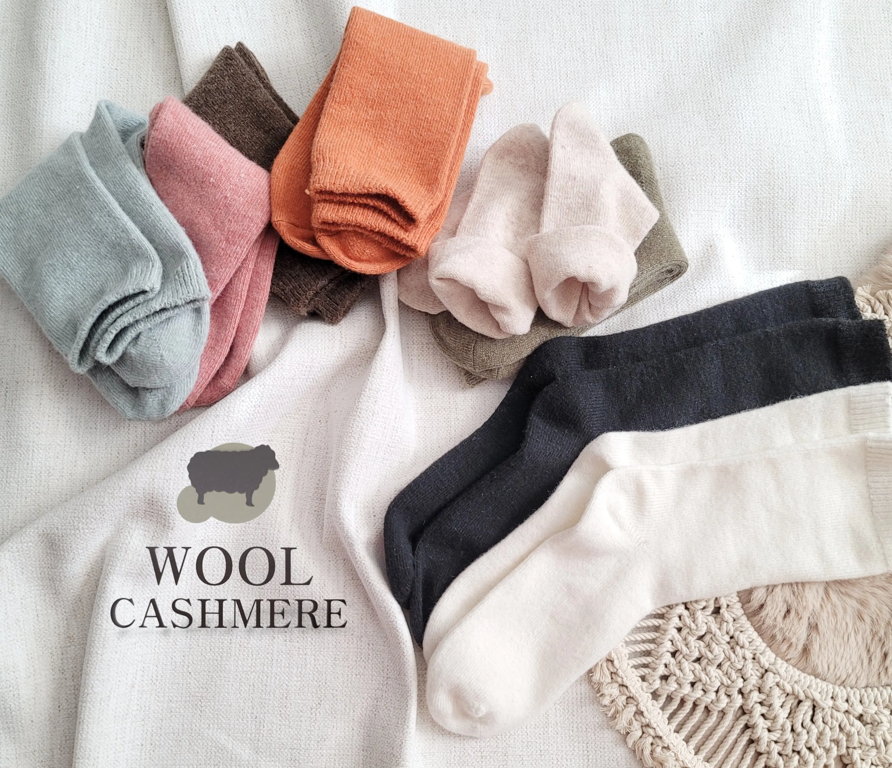 Ver.1 CASHMERE Wool Luxury Warm Screw Socks *Luxe fabrics Comfie Sock *Women Premium Soft Winter Socks