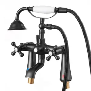 VEVOR Clawfoot Tub Faucet, Deck Mount Bathtub Faucets with Handheld Shower, Vintage Oil-Rubbed Bronze Clawfoot Tub Filler Faucet Shower Kit with 360° Rotation Spout & 59-inch Long Hose for Bathtubs Decorative