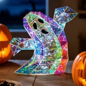 Halloween Decorations Prismatic Iridescent Spooky Ghost LED Light, Halloween Decoration for Home, Party, Festival, Festive Atmosphere