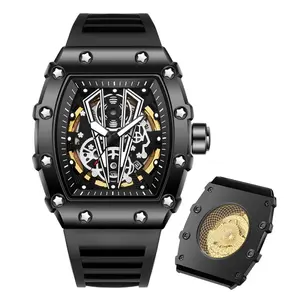 V-046 Fashionable and trendy business barrel-shaped hollow sports men's watch, waterproof, with calendar and luminous features, a popular casual sports item Roulette Wheel Quartz Open Dial ootd outdoorfun men accessories