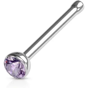 - 20GA Stainless Steel Press Fit CZ   Nose  Stud