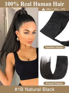 Human Hair Ponytail Real Natural Hair Clip In Ponytail invisible Human Hair High Ponytails 12-24 inch 40G-60G Real Hair Ponytail Extension