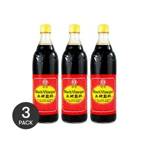 3 Pack GONGYAN Dark Rice Vinegar 20.2 fl oz - Taiwanese Black Vinegar, Authentic Ci Cu Flavor