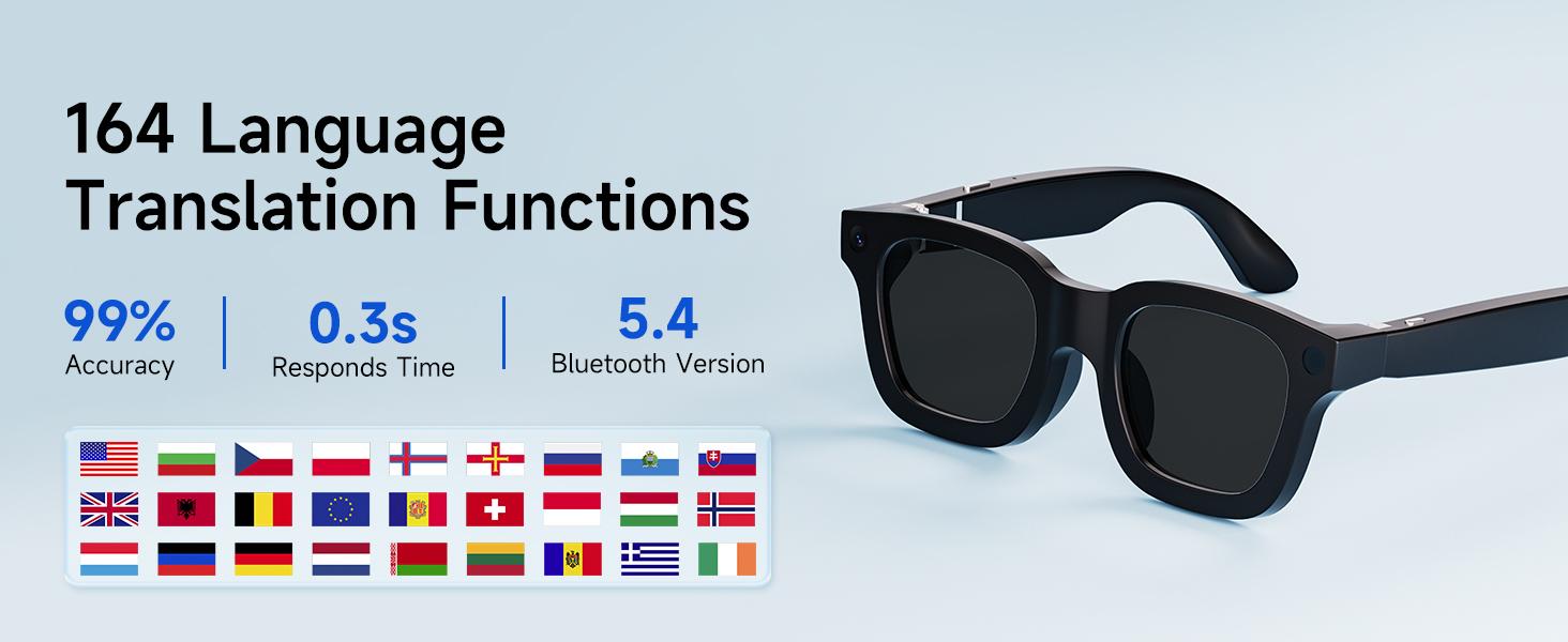 2026 New Electrochromic AI Smart Camera Glasses (8MP) ,1080P Video Recording Glasses,Real Time Translation, ChatGPT AI Voice Assistant, Open-Ear Audio,4-level electrochromic sunglasses for Men Women