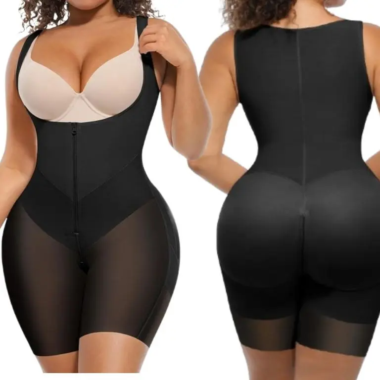 FeelinGirl #Live Fajas Colombianas Moldeadoras Butt Lifting Shapewear Tummy Control Postpartum Faja Body Shaper with Zipper Crotch