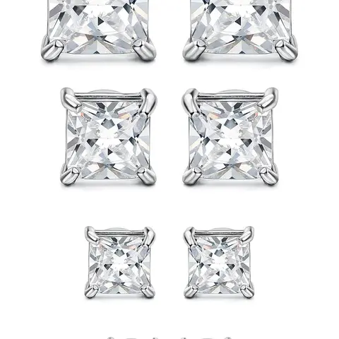 4 Pairs Stainless Steel Magnetic Stud Earrings for Men Women Round/Square CZ Inlaid Magnetic Earrings Non-Piercing CZ Clip On Stud Earring 3 Colors 4-7mm Non Tarnish Jewelry
