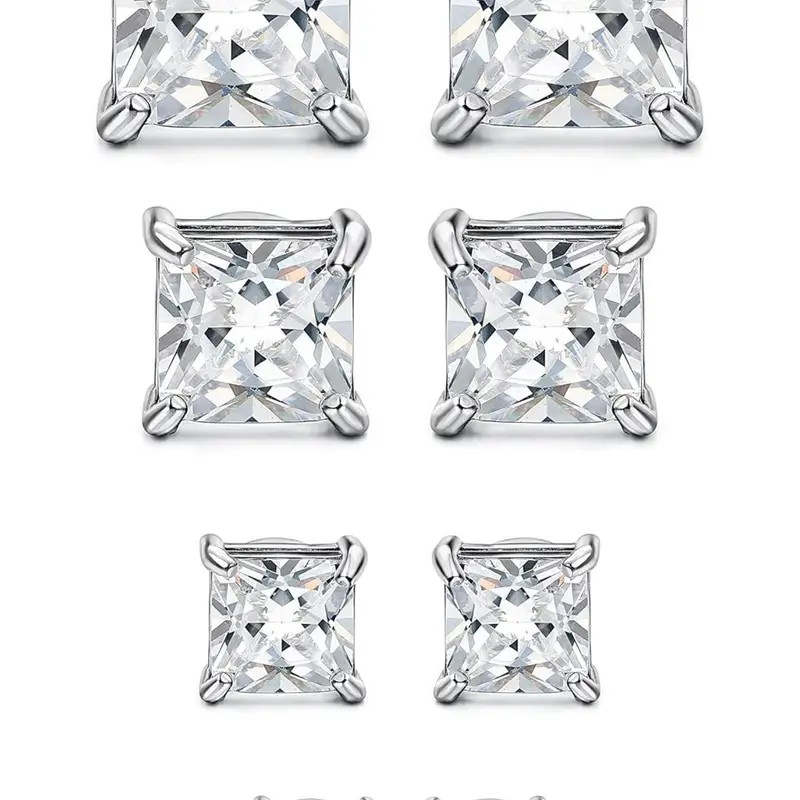 4 Pairs Stainless Steel Magnetic Stud Earrings for Men Women Round/Square CZ Inlaid Magnetic Earrings Non-Piercing CZ Clip On Stud Earring 3 Colors 4-7mm Non Tarnish Jewelry