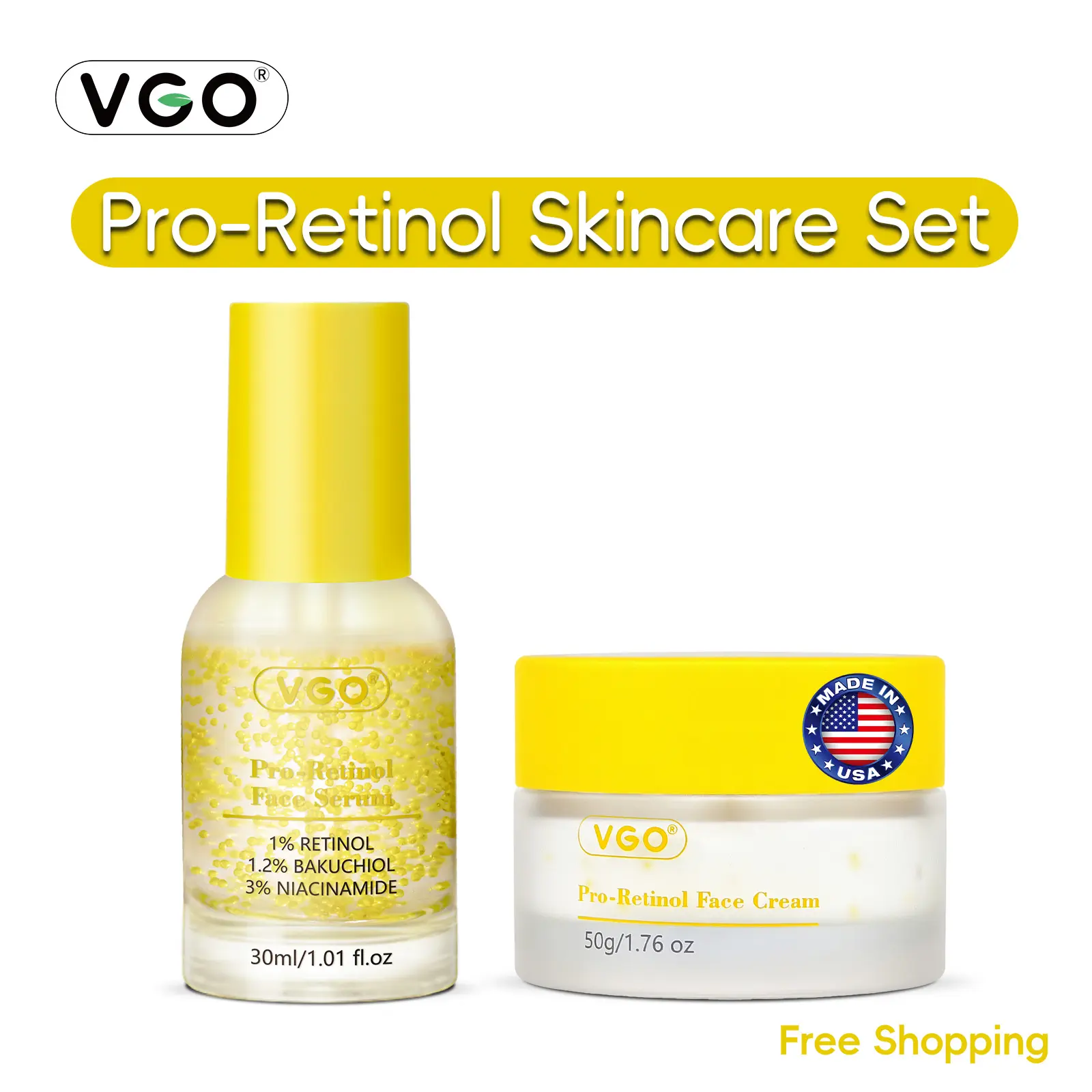 VGO Pro-Retinol Face Serum Moisturizing Refining pores Improving dullness Skincare Comfort Hydrate Sensitive-A
