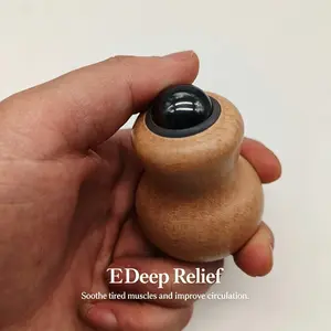 Portable Wooden Magnetic Bead Massager, 360 Degree Full Body Massage Roller, Abdominal Leg Thigh Face Hand Back Muscle Therapy