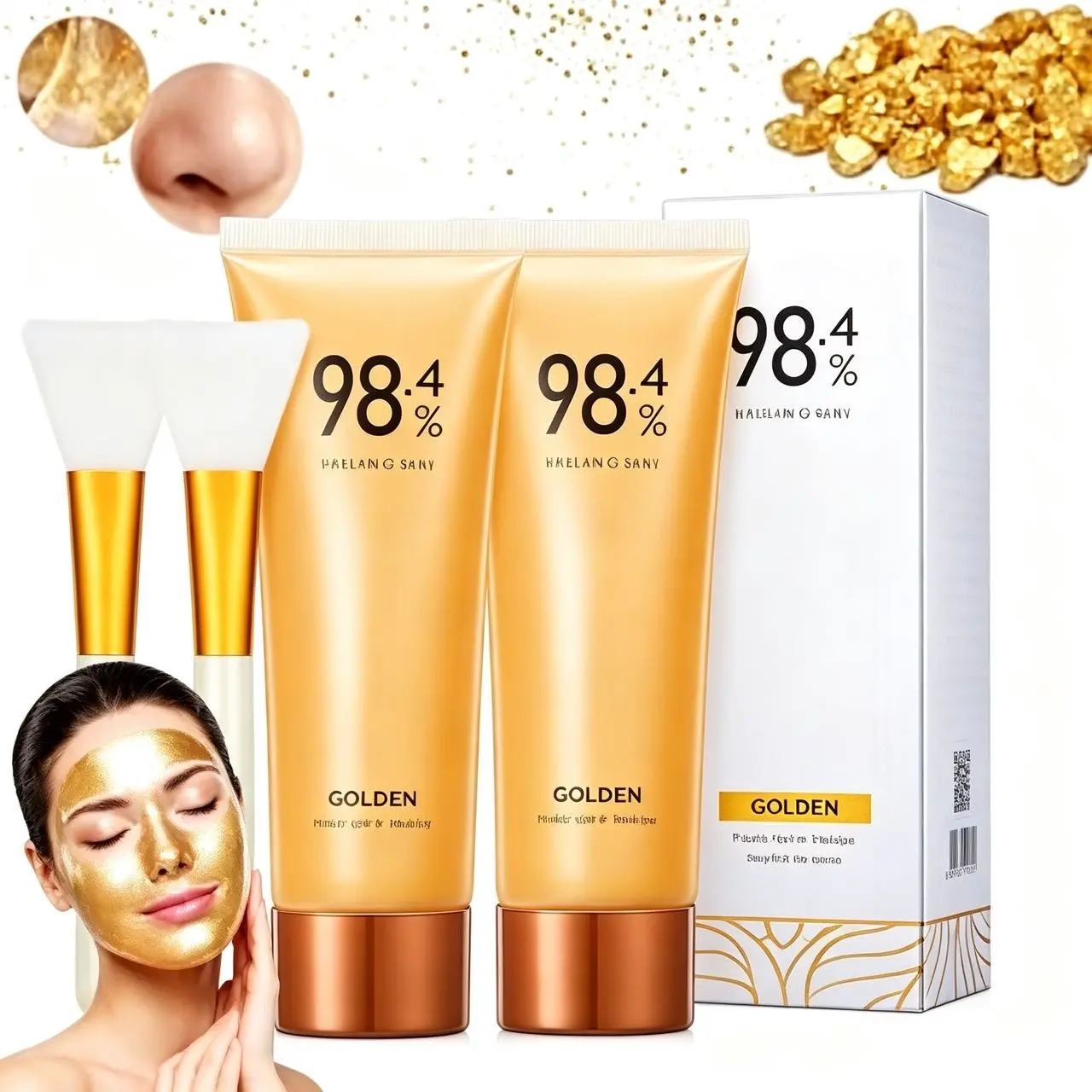 Gold Peel-off Facial Mask, Skincare Treatment for Glowing Complexion elasticity enhances care hydrate Collagen papada para mascarilla eye golden