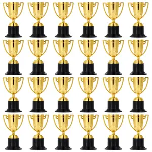 24 Pack Mini Trophies for Kids Awards,Plastic Gold Award Trophy Cups,Golden Award Trophy Cups Set,Gold Participation Trophys Cup for Party Favors,Rewards,Props,Sports,Competitions
