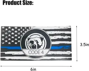 6pcs Thin Blue line Flag Code 4 Car Sticker Decal, Police Support American Flag Bumper Stickers for Cars Trucks Window Laptop, Bandera de policía la línea Azul para carro