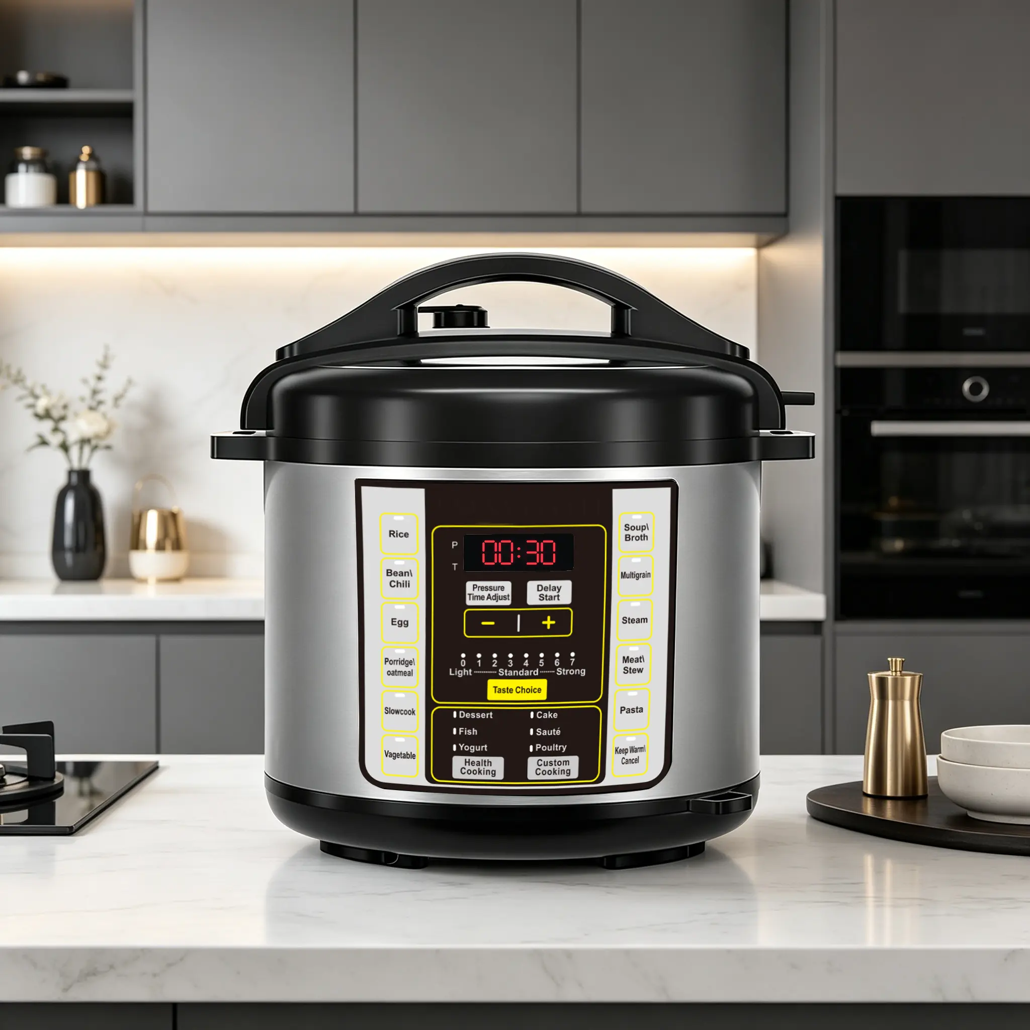 SZJH 9-in-1 All-in-1 Multifunctional Cooker - 6 Qt (6-6.9 Cups) Pressure Cooker, 304 Stainless Steel Inner Pot, Non-Toxic Family Kitchen Appliance with Delay Start Timer, Safe Venting Design