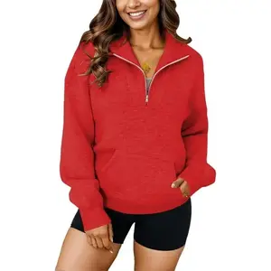 Womens Sweatshirt Oversized Quarter Zip Pullover Half Zip Long Sleeve Top