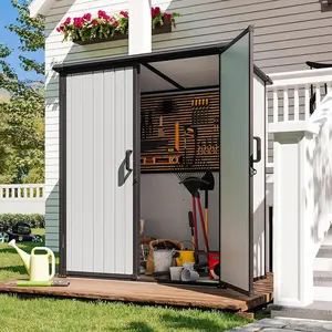 【2 Packages ship separately】Aoxun 5x3 ft Outdoor Storage Shed – All-Weather Resin Tool Shed with Sloped Roof & Lockable Doors, Waterproof Beige Garden Shed for Patio, Backyard & Lawn Organization holiday plants  Interlocking