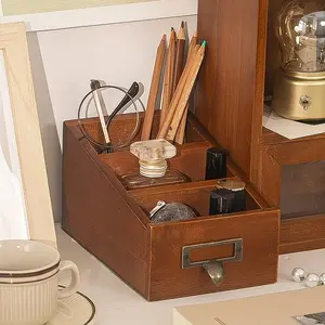 Wooden Desktop Pencil Box, Multi-Layer Storage Organizer, Item Display Case, Bedroom Decor, Home & Storage Essentials