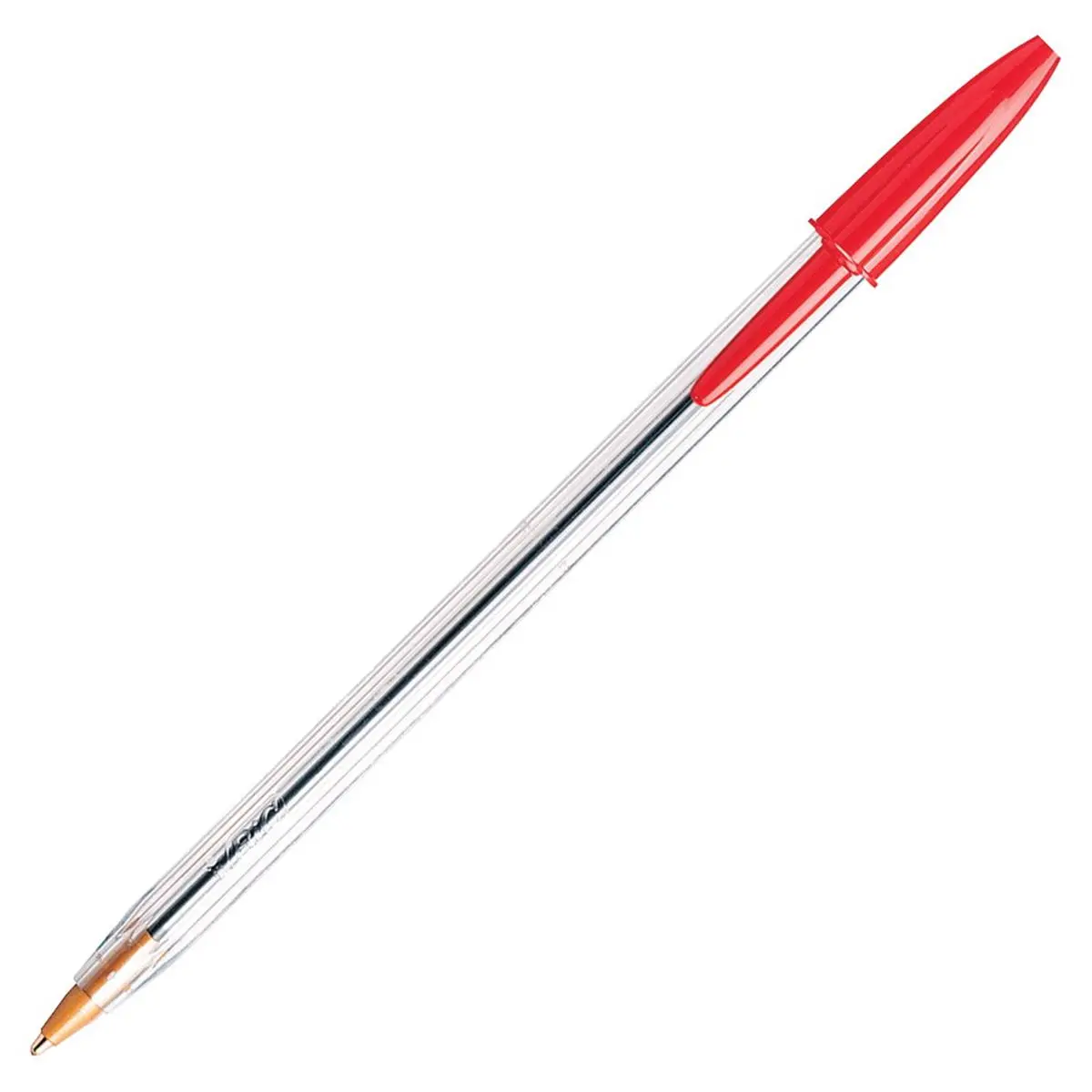 BIC 027229 Cristal Stick Ballpoint Pen- Medium Tip- Red- Pack - 12