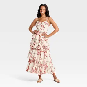 Women's V-Neck Tiered Ruffle Maxi Dress - A New Day