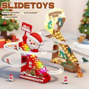Christmas Track Climbing Stairs Electric Assembled Track Toy Set Climbing Stairs Track Slide Toy Electric Climbing Track Toy for Kids