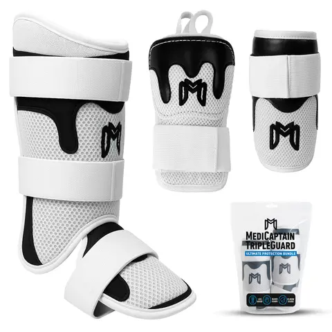 MediCaptain TripleGuard – Complete Baseball Protection Kit for Hitters | Hand, Elbow & Leg Guards | Pro-Level Comfort, Breathable Mesh, Impact-Deflecting Design
