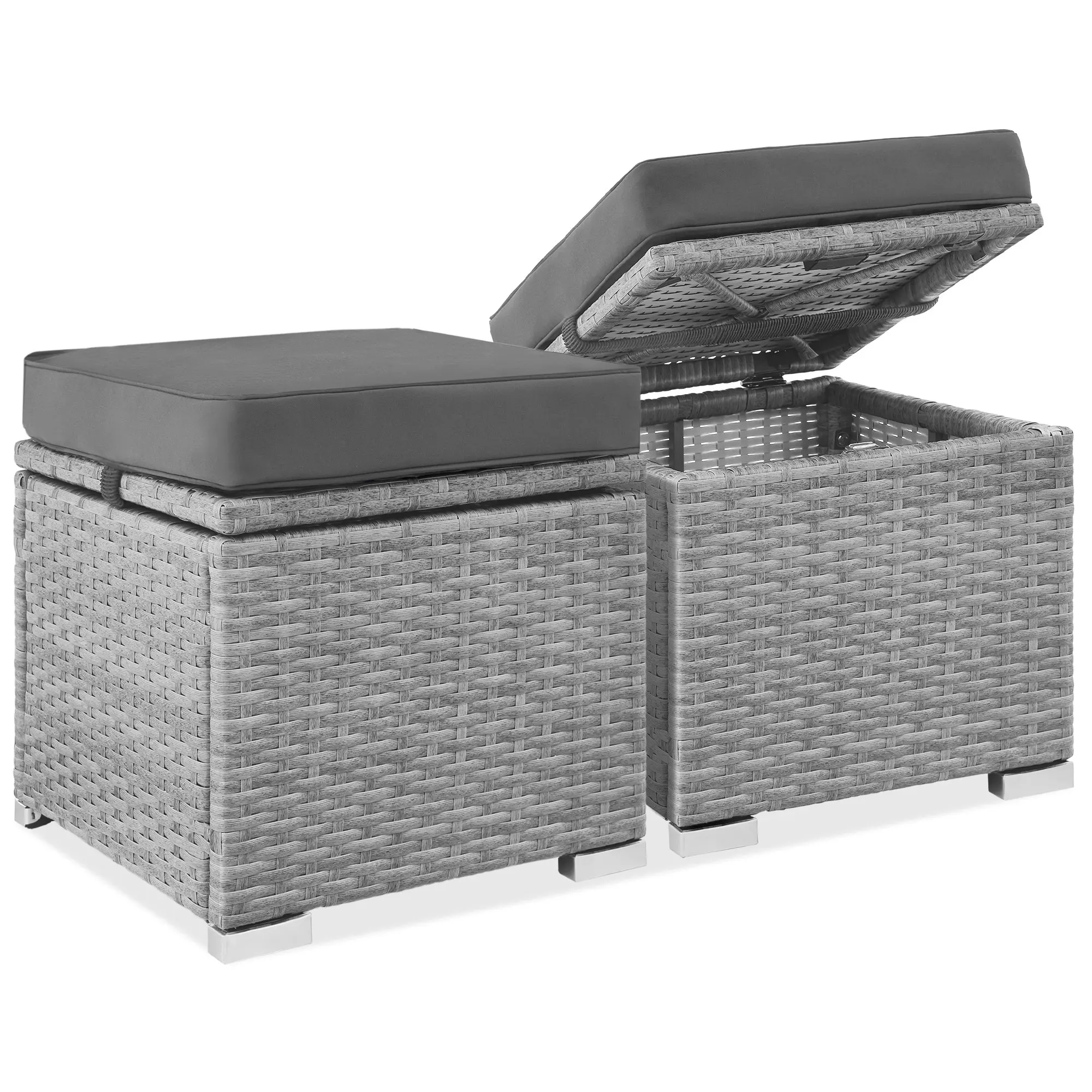Best Choice Products Set of 2 Wicker Ottomans, Multipurpose Furniture w/ Removable Cushions, Steel Frame