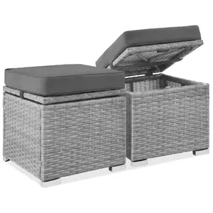 Best Choice Products Set of 2 Wicker Ottomans, Multipurpose Furniture w/ Removable Cushions, Steel Frame