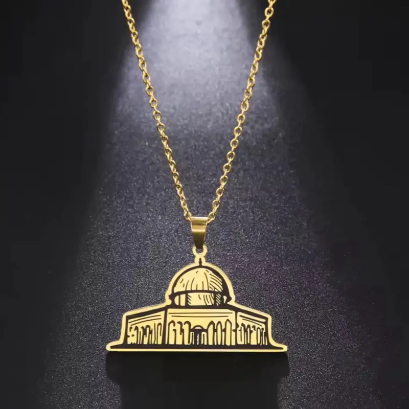 Dome of the Rock Necklace – Gold Jerusalem Pendant | Alaqsa Mosque Jewelry Palestinian Jewelry Gift