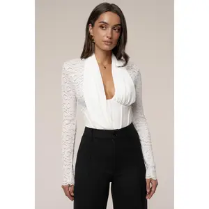 White Lace Corset Bodysuit