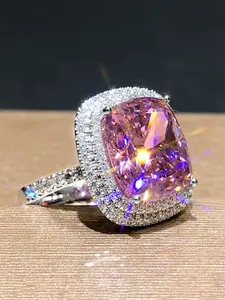 1 PC Gorgeous Style Pink Cubic Zirconia Ring Elegant Engagement Ring For Women For Wedding Engagement Anniversary Party Jewelry Valentine's Day Gift