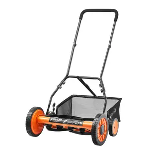 18" Manual Push Reel Lawn Mower 5-Blade Adjustable Height Grass Catcher 4 Wheels