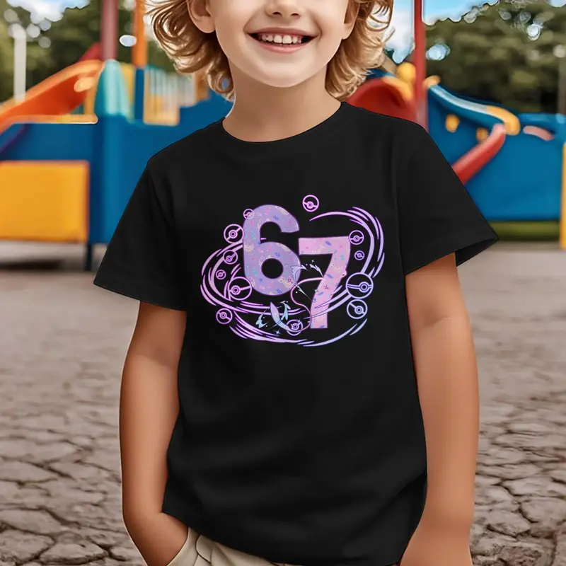 67 Kids T-Shirt 2026, Six Seven Colorful Square Lantern Grass