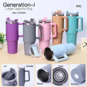 40oz Dual-Layer Vacuum Insulated Stainless Steel Water Bottle, Reusable Travel Cup with Handle and Straw, Mug, Ideal for Outdoor Activities
