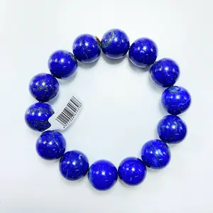 TDX Natural Lapis Lazuli Stretch Bracelet for Women Men Handmade Round Beads Precious Gemstone for Crystal Elastic Beaded Bracelet Unisex (14-16 mm)