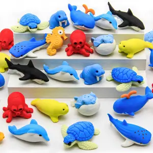 L-MTS016  40 pcs Sea Animal Erasers for Kids Desk Pet, 3D Take Apart Animal Pencil Erasers for Kids Classroom Prizes, Class Treasure Box,Game Rewards,Party Favors