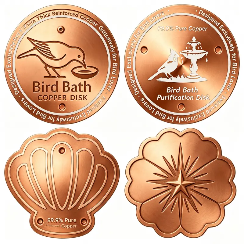 2mm Thick Reinforced Copper Bird Bath Disk |     Keep Garden Water Clean & Attract Wild Birds