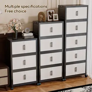 36cm*25cm/46cm*28cm 2-6 Layer Storage Cabinet, Plastic Home Organizer, Durable Living Room Shelf, Mobile with Wheels, Easy Assembly