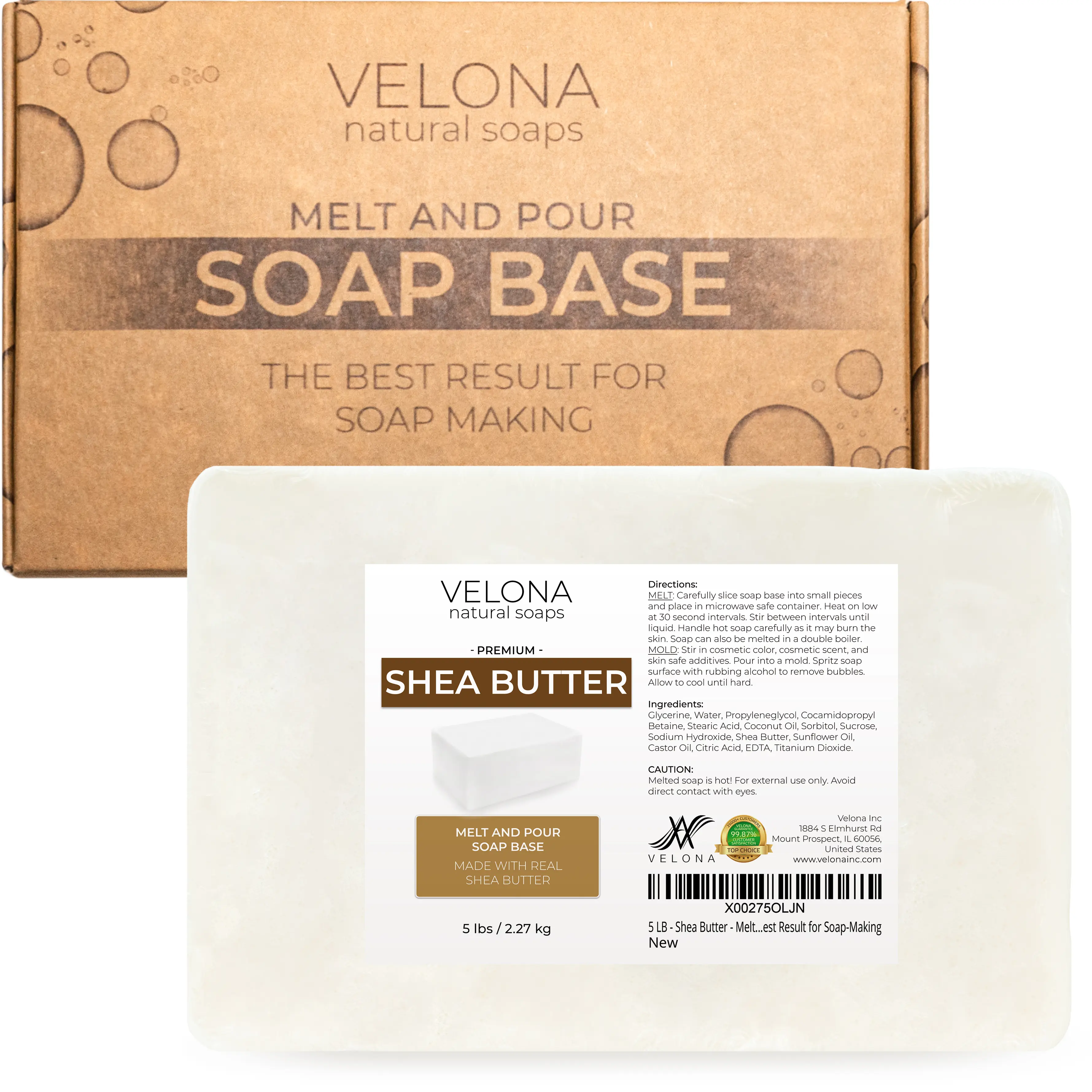 5 LB - Shea Butter - Melt and Pour Soap Base by Velona | SLS/SLES free | Natural Bars for The Best Result for Soap-Making