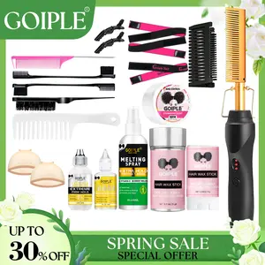 【Spring Glow-Up】Electric Hot Comb Hair Straightener for Natural Hair and Wigs - Curling Iron and Pressing Comb Set with Wax Stick Brush Salon Gift Straightening Cream