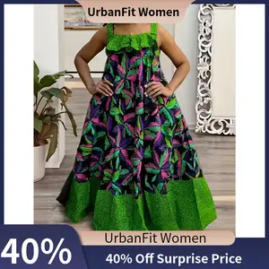 【UrbanFit Women】Plus Size - Plus Size - Western Fashion Printed Sleeveless Casual Dress