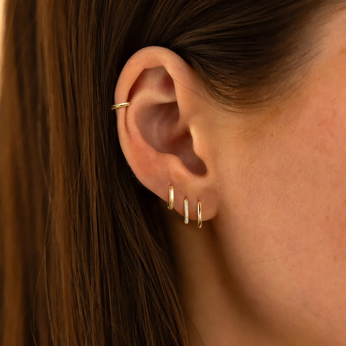 AMICON 14K Gold Plated Indian Stud Earrings for Women 4 Pairs Stack Cartilage Earrings Set Small Gold Huggie Hoop Earring Stack Cute Dainty Trendy Jewelry Set Gifts for Women