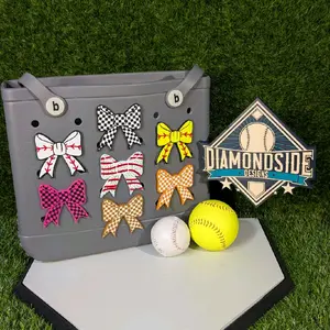 Bow Charm for Bogg Style Bags: Checkered, Baseball, Softball and Holiday Styles
