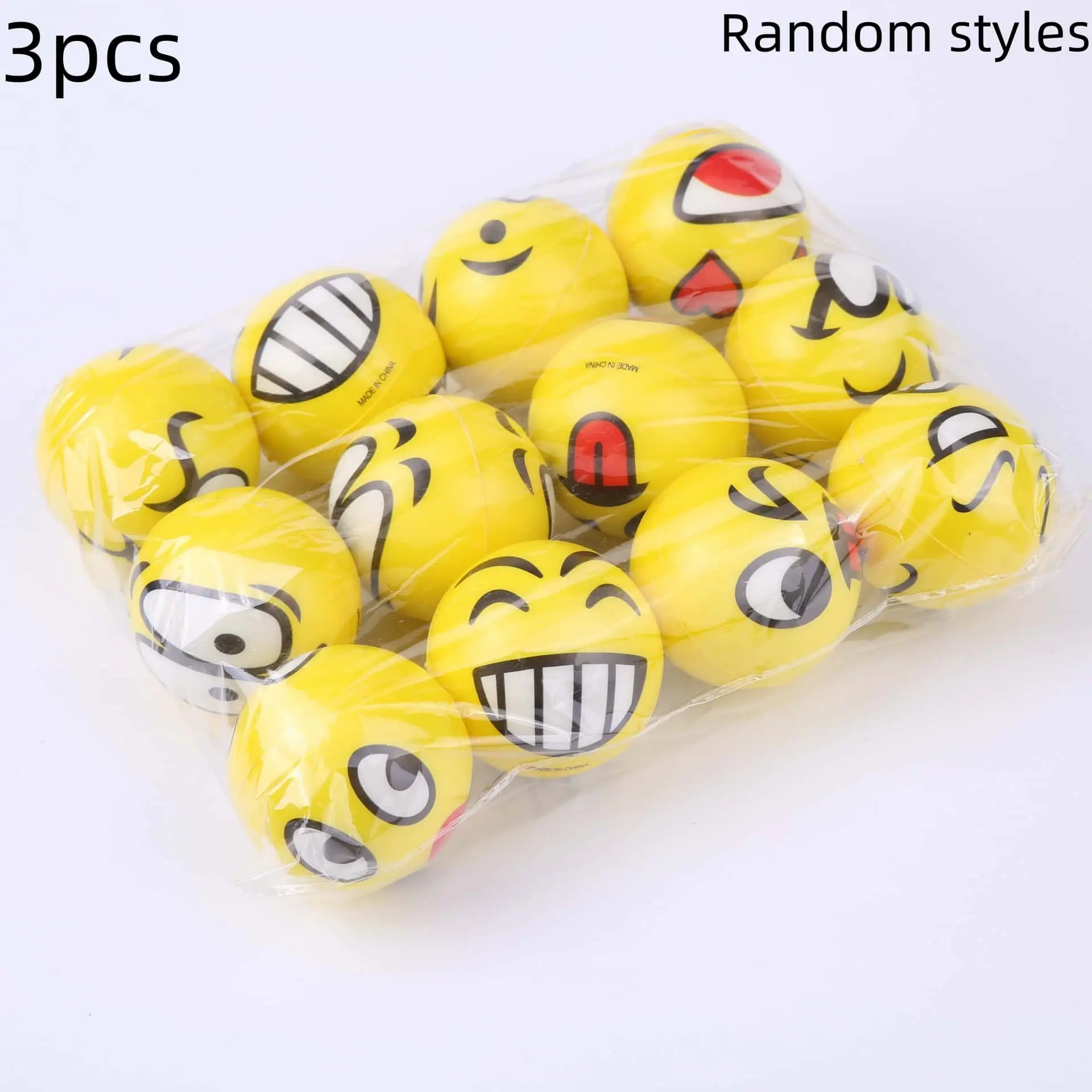 3pcs Cartoon Emoji Bounce Balls, Soft High-Elastic PU Foam, Safe Odorless Durable, Fun Shapes for Kids Outdoor Play, Stress Relief Toy