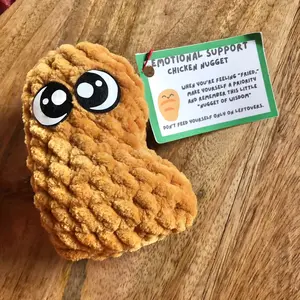 Crochet emotional support chicken nugget, Handmade Soft Textured plushie
