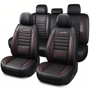 Premium Nappa Leather Car Seat Covers Full Set - Shadow Base, Luxury Diamond Stitching, Waterproof, Airbag-Compatible, Universal Fit for Car Interior Accessories non-slip protector mat waterproof