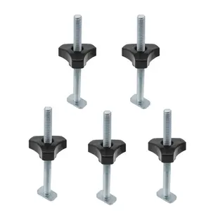 T Bolt Knob Kit, Miter Track Sliding Nut T-Slider T Slot T Bolt and Nut Set, Heavy Duty Woodworking Tool Jigs Screw Fixture for Workbench T-Slot Suitable for 1/4" and Universal T-Track