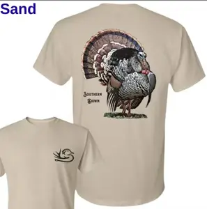 Southern Down Turkey T-Shirt, Wild Turkey Hunter Graphic Tee, Spring Hunting Season Apparel, Outdoorsman Southern Style Shirt, Premium Cotton Double-Sided Hunting Tee