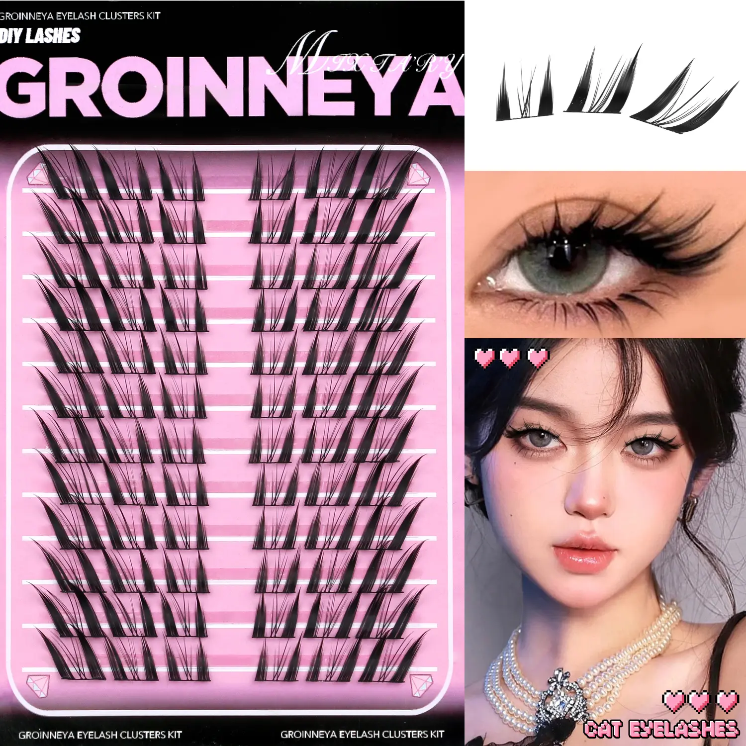 GROINNEYA 72/120PCS Manga Style Individual Lashes Anime Cosplay Spiky Lashes 13-15mm Volume Lashes Mix Length Wet Look DIY Lashes Lash Clusters, Lash Clusters Spikes, Eyelash Extensions, Suitable For Convention, Party And Stage, Makeup, Artificial Lashes