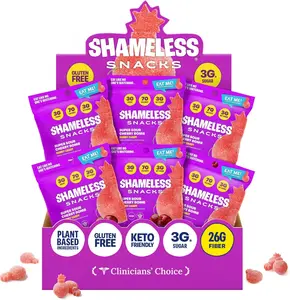 Shameless Snacks Sour Cherry Bomb - Sour Candy & Fruit Snacks, Cherry Gummy Candy, Keto Snacks Low Sugar Candy in Bulk, 3g Sugar Gluten Free Vegan for Kids & Adults