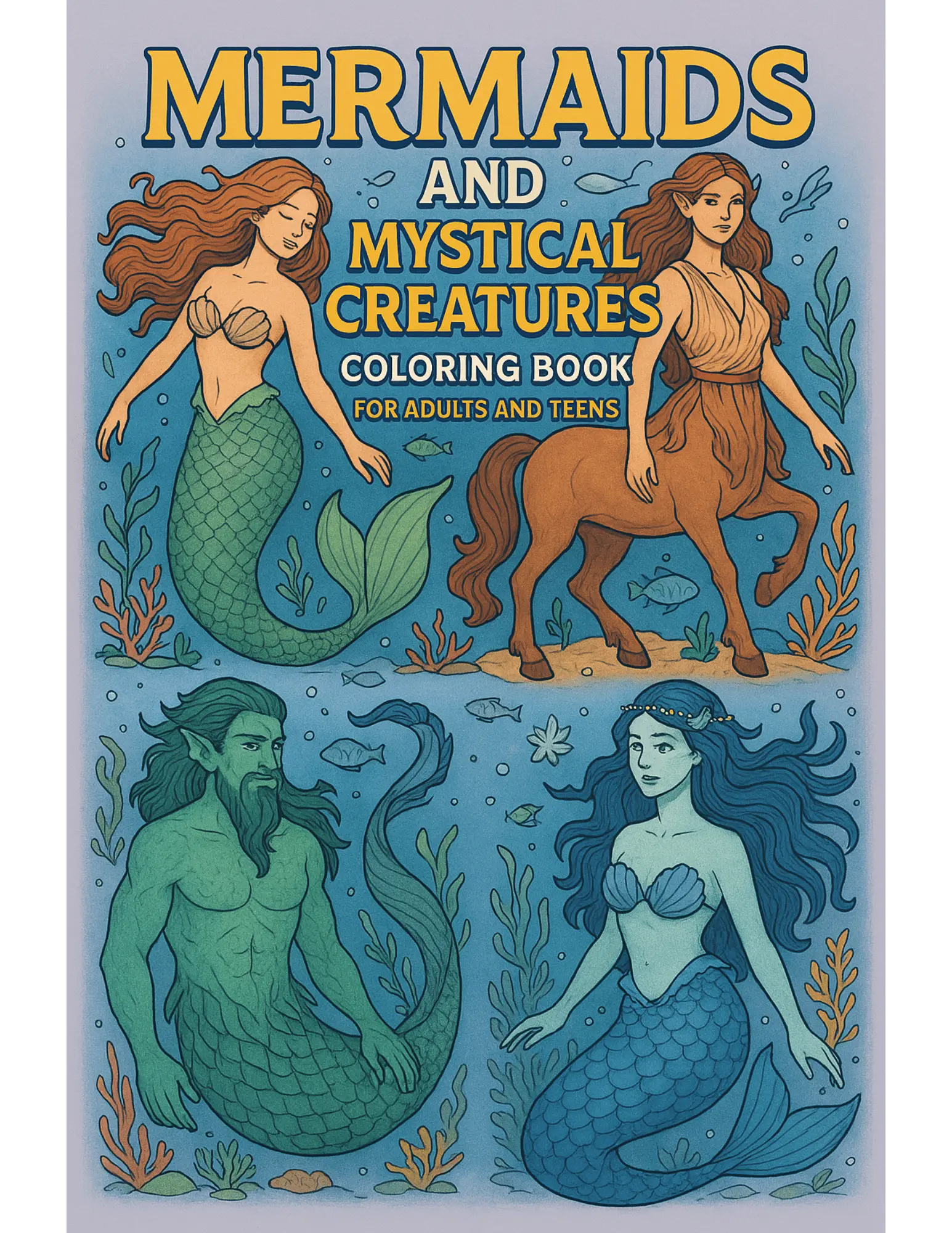 Mermaids and Mystical Creatures Coloring Book Sheets For Adults and Teens